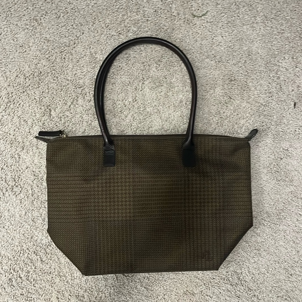 Vintage Lauren Ralph Lauren Zip Top Tote Green/Brown/Purple Plaid